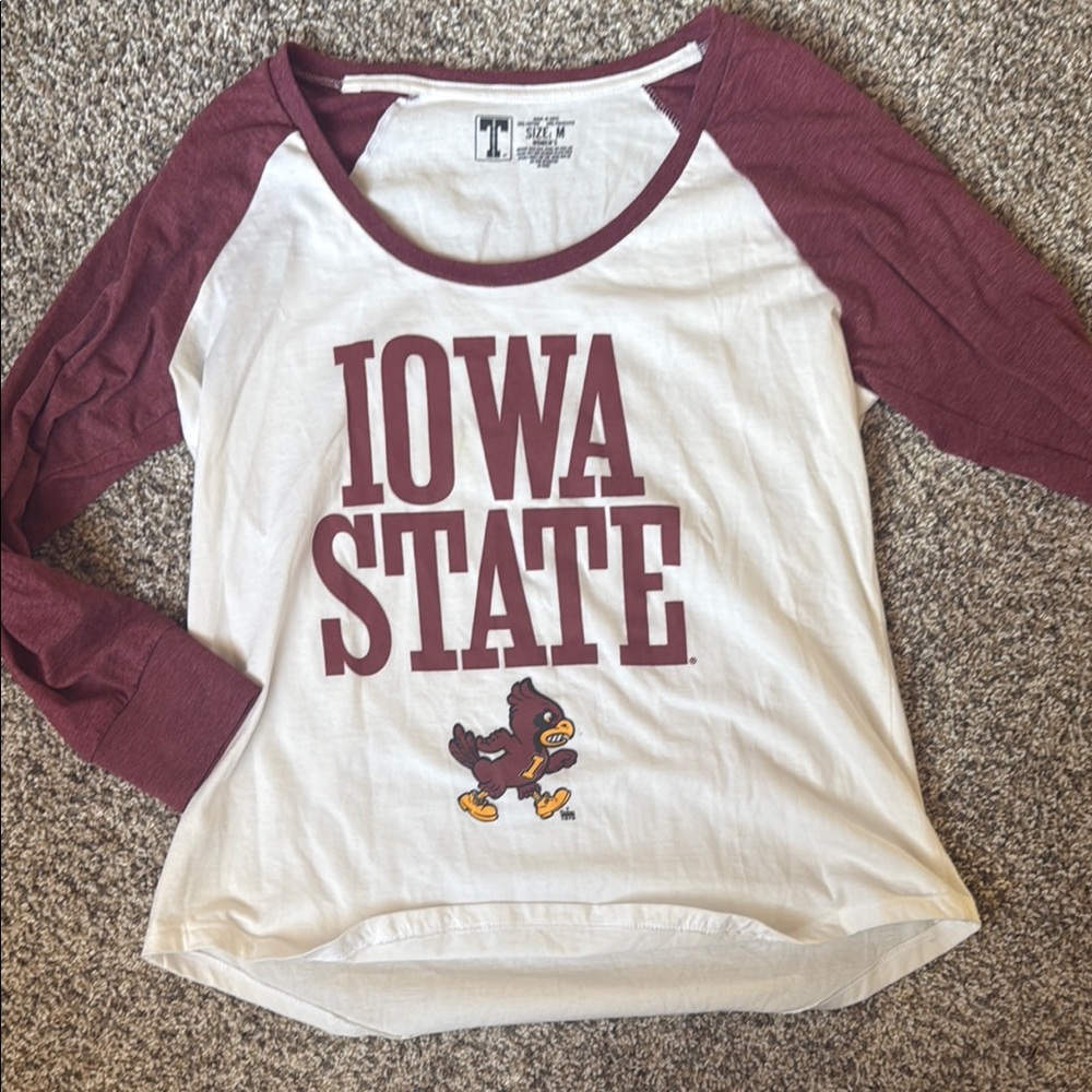 Iowa State Women's Long Sleeve Tee - Maroon and White